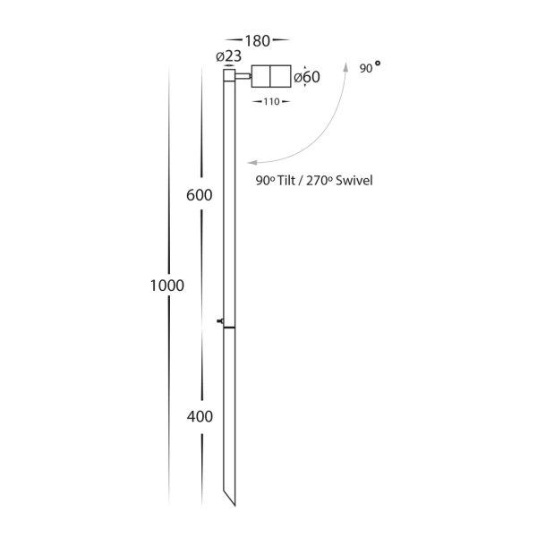 Garden light Tivah Solid Brass TRI Colour Single Adjustable LED HV1403T-BR IP65