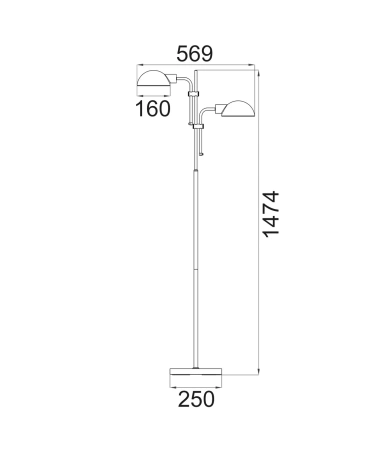 Floor lamp Tettu Swivel double head E27 BLK