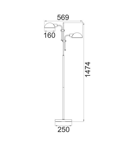 Floor lamp Tettu Swivel double head E27 BLK