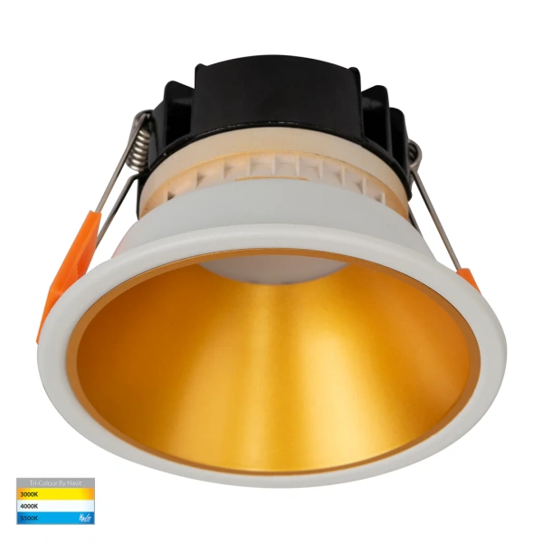 Recessed downlight Gleam WHT with Gold Insert 3CCT Fixed Deep LED 9W IP54 Recessed downlight Gleam WHT with Gold Insert 3CCT Fixed Deep LED 9W IP54