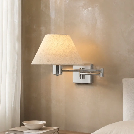 Wall lamp Elspet Swing Arm with charging ports chr