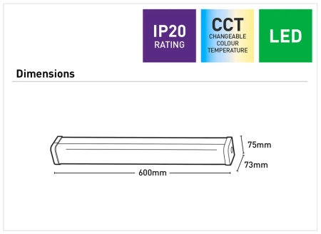 Batten Light Shaw LED 12-20W CCT L60 WHT