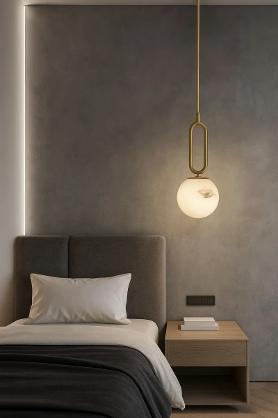 Pendant lamp Mores D15 Alabaster Spanish Marble G9 BRS