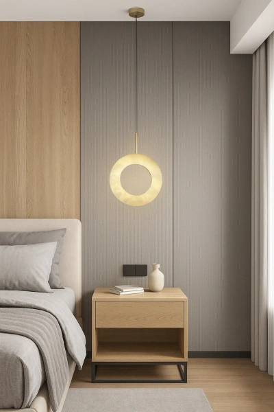 Pendant lamp Carinena P1 Alabaster Spanish Marble LED 12W BRS