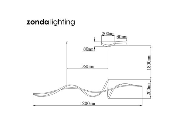 Pendant lamp Famous linear 2 P1 LED 20W 3CCT L1200 BK