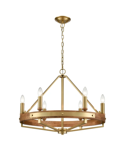 Pendant lamp FUNALE Candelabra L6 Oak Wood and Brass Pendant lamp FUNALE Candelabra L6 Oak Wood and Brass