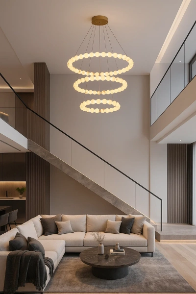 Pendant lamp Coronet 3 Alabaster Spanish Marble LED 90W CCT BRS