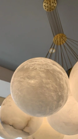 Pendant lamp Molina S19 Alabaster Spanish Marble G9 BRS