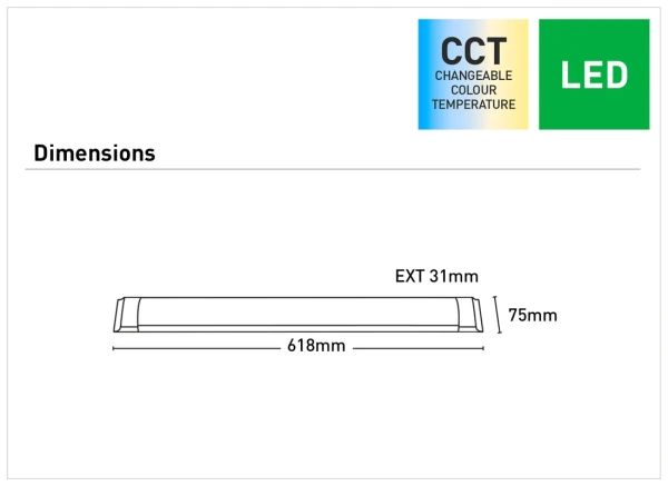 Batten Light Neo 28W LED CCT L61 WHT Batten Light Neo 28W LED CCT L61 WHT
