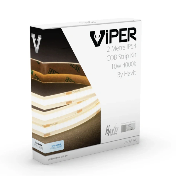 Viper COB Dotless 10w Per Metre 2m LED Strip kit 4000k