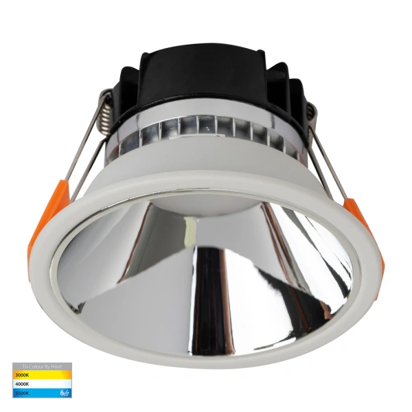 Recessed downlight Gleam WHT with Chrome Insert 3CCT Fixed Deep LED 9W IP54 Recessed downlight Gleam WHT with Chrome Insert 3CCT Fixed Deep LED 9W IP54