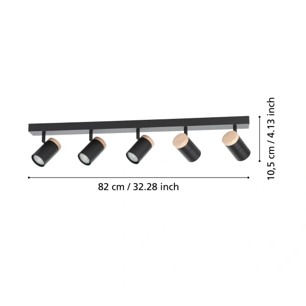 Spotlight CARTAGENA 5X5W 4000K BLK-WOOD