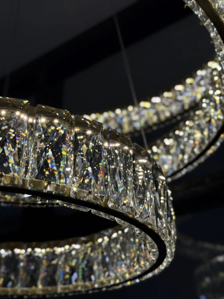 Pendant lamp Crystal Ring 3 BRS 90W Remote Dim
