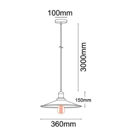Pendant lamp Piatto E27 Large black