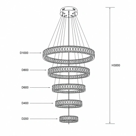 Pendant lamp Crystal Ring 5 GL LED 55W GD