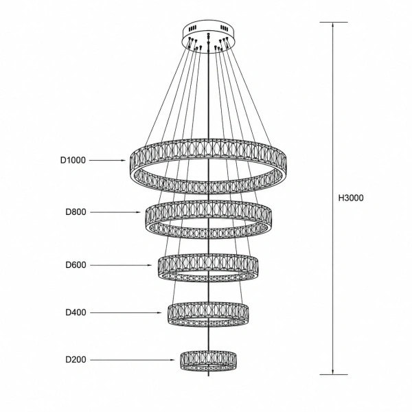 Pendant lamp Crystal Ring 5 GL LED 55W GD