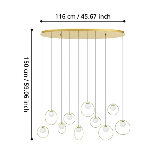 Pendant lamp PORTOCOLOM 10 LED 30W 3K BRS