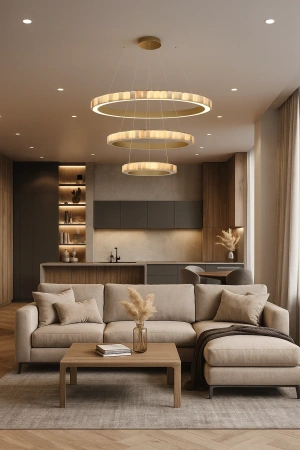 Pendant lamp Capella 3 Large Alabaster Spanish Marble LED W CCT Dim BRS