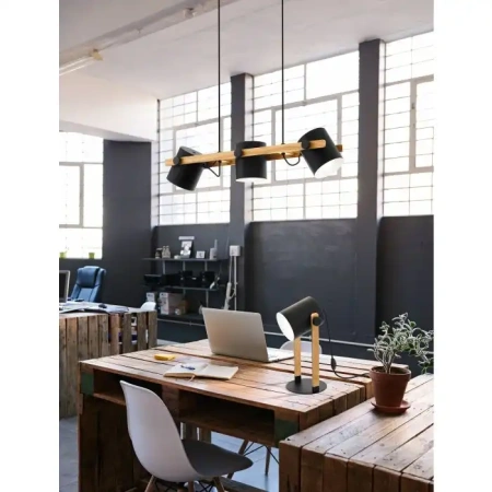 Pendant lamp HORNWOOD 3X60W E27 BLK-LIGHT WOOD