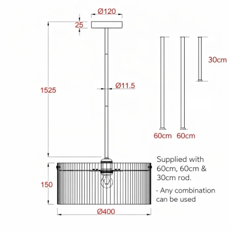 Pendant light MEDICI 400mm GL