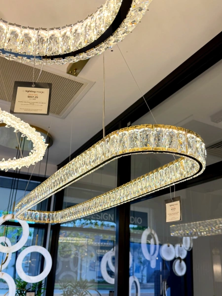 Pendant lamp Crystal Ring Oval L150 BRS LED 55W CCT Dimmable Remote 