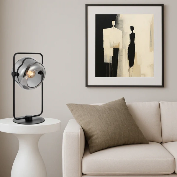 Table lamp Rocha E27 Black Smoked