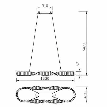 Pendant lamp PETRA L133 LED 46W GL