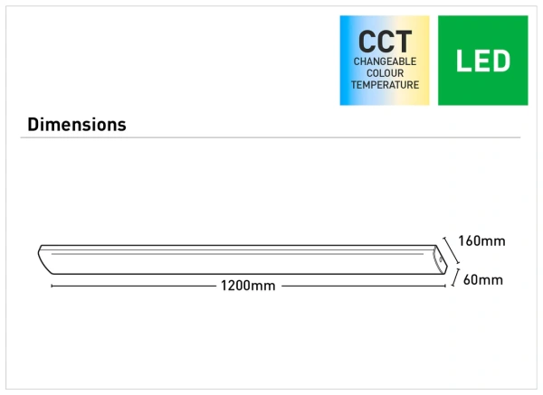 Batten Light Tanura LED 22-40W CCT L120 Batten Light Tanura LED 22-40W CCT L120