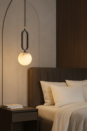 Pendant lamp Mores D15 Alabaster Spanish Marble G9 BLK