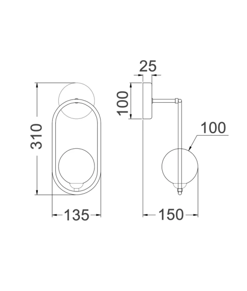 Wall light ARO1 IP20 G9 GLD