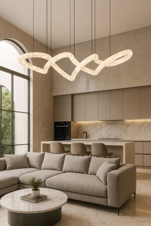 Pendant lamp Sarion P3 Alabaster Spanish Marble LED BRS