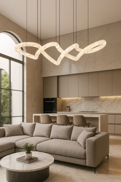 Pendant lamp Sarion P3 Alabaster Spanish Marble LED BRS