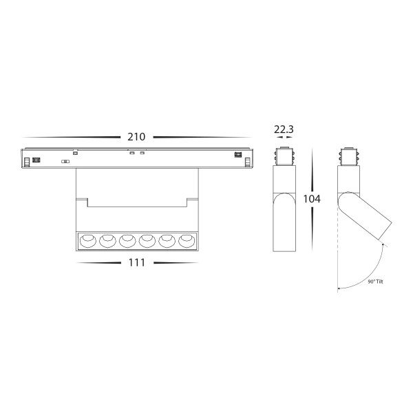 Track lense spotlight HCP-1029104 BK 48V 6W