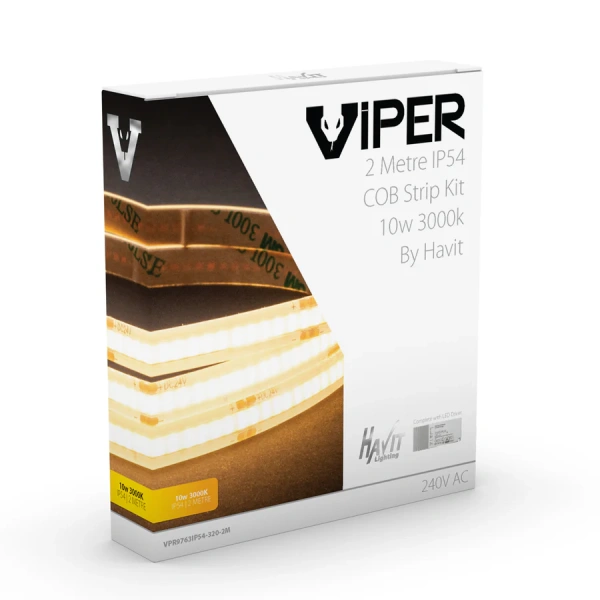 Viper COB Dotless 10w Per Metre 2m LED Strip kit 3000k