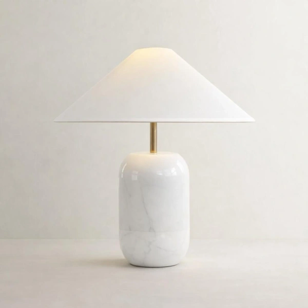 Table lamp Petra solid marble E27 WH