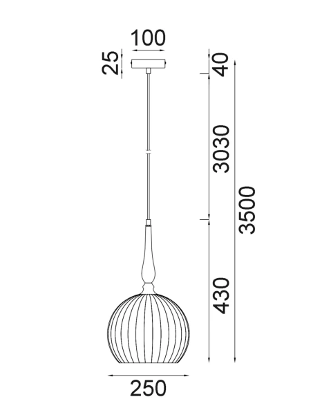 Pendant lamp CALIZ 1 Frosted Wine Glass Ribbed 72W Pendant lamp CALIZ 1 Frosted Wine Glass Ribbed 72W