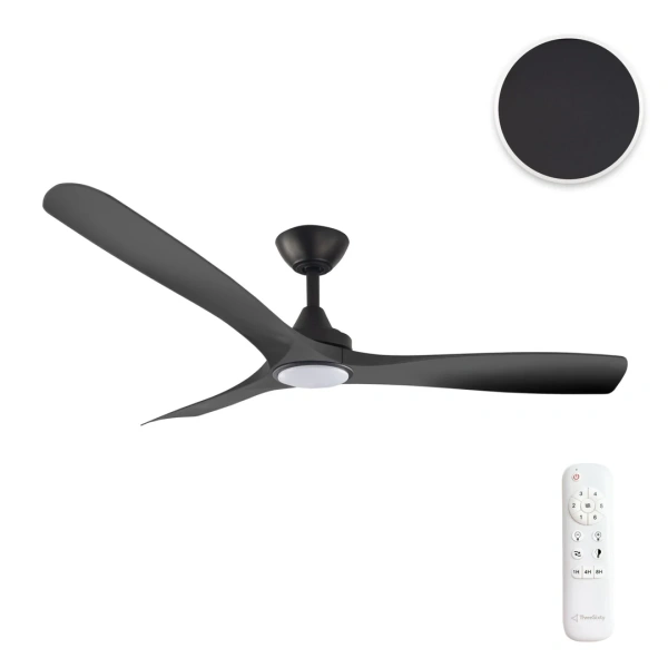 Ceiling fan Spitfire DC D52 Black Base Black Blades 18w LED Light