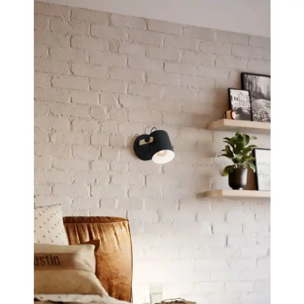 Wall light HORNWOOD 1X28W E27 BLK-LIGHT WOOD