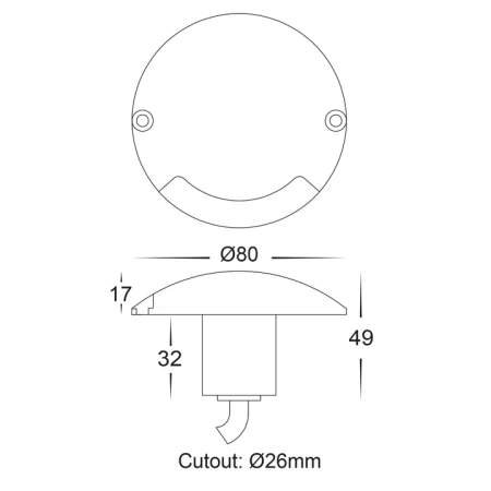 Step Inground light Dome LED 3W 3CCT HV2871T-BLK-12V