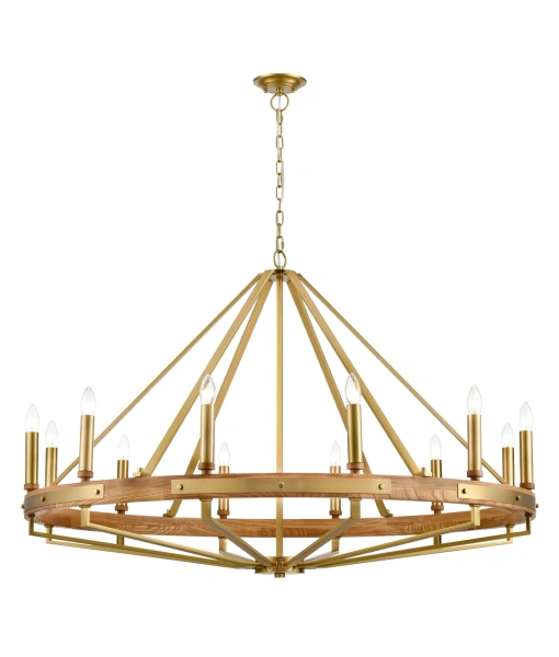 Pendant lamp FUNALE Candelabra L12 Oak Wood and Brass Pendant lamp FUNALE Candelabra L12 Oak Wood and Brass