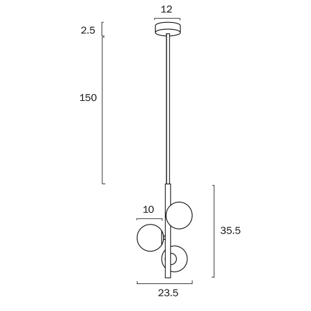 Pendant lamp Moran 3 BKOP