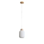 Single pendant BOLLI.130 OPAL MATT WITH WOOD
