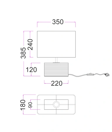 Table Lamp Sagitta 5 Rectangle Travertine e27