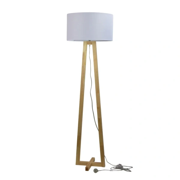 Floor lamp EDRA TIMBER w- WHITE COTTON SHADE