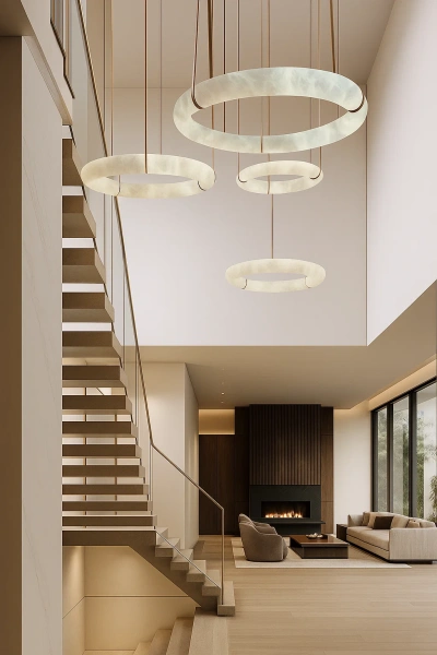 Pendant lamp Calcena D80 Alabaster Spanish Marble LED 50W BRS