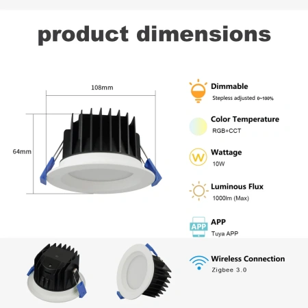 Smart Downlights Vibrant Ambiance Bezel WHT Zigbee 90mm RGBW
