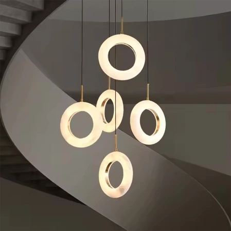 Pendant lamp Carinena P5 Alabaster Spanish Marble LED 40W CCT Dim BRS