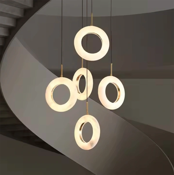 Pendant lamp Carinena P5 Alabaster Spanish Marble LED 60W CCT Dim BRS