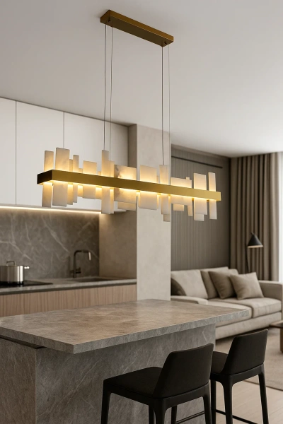 Pendant lamp Miragemas L120 Linear Alabaster Spanish Marble LED 38W CCT Dim BRS