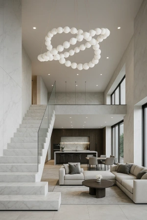Pendant lamp Coronet 2 Alabaster Spanish Marble LED 78W BRS